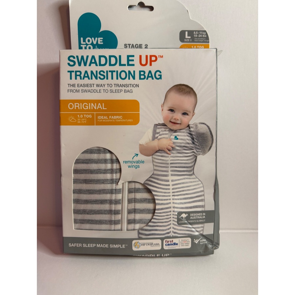 Love To Dream Swaddle UP Transition Bag 1.0 TOG Gray Stripe Large L 19-24lb